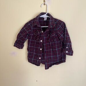 GAP Red and Blue Plaid Kids Button Down Flannel Shirt